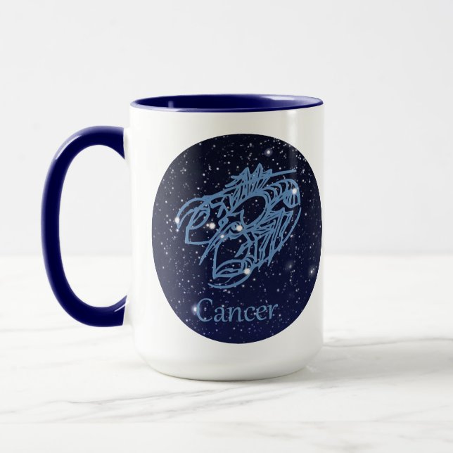 Caneca Constelação de cancer e Sinal Zodiac com Estrelas (Esquerda)
