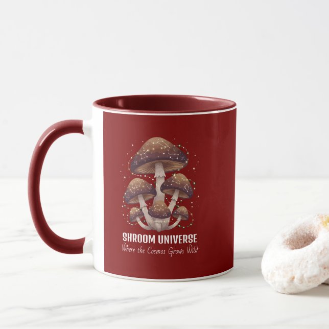 Caneca Constelação de Cogumelo Celestial Universo (Com Donut)