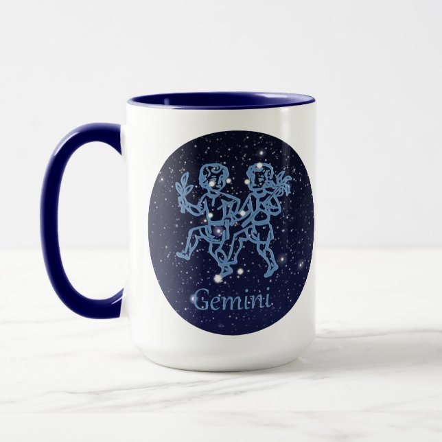 Caneca Constelação de Gêmeos e Signo do Zodíaco com Estre (Esquerda)