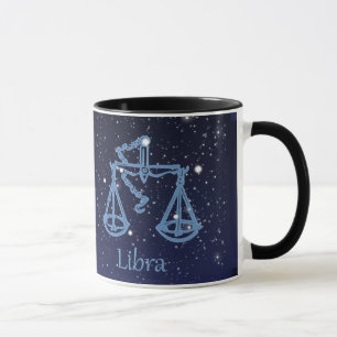 Caneca Constelação de Libra e Signo do Zodíaco com Estrel