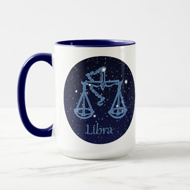 Caneca Constelação de Libra e Sinal de Zodíaco com Estrel (Esquerda)