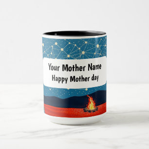 Caneca Constelação Indígena Noturna da Fogueira sob as Es