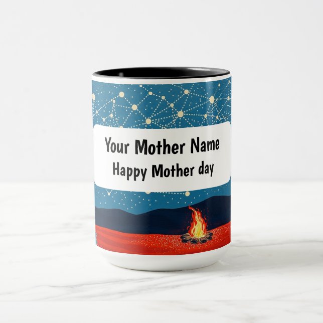 Caneca Constelação Indígena Noturna da Fogueira sob as Es (Centro)