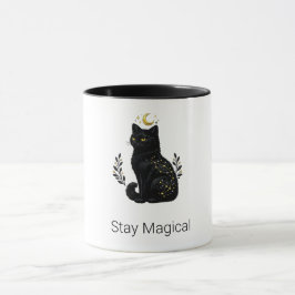 Caneca Constelação Mística de Gato Preto Celestial