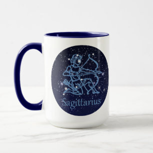 Caneca Constelação Sagitário e Sinal Zodiac com Estrelas