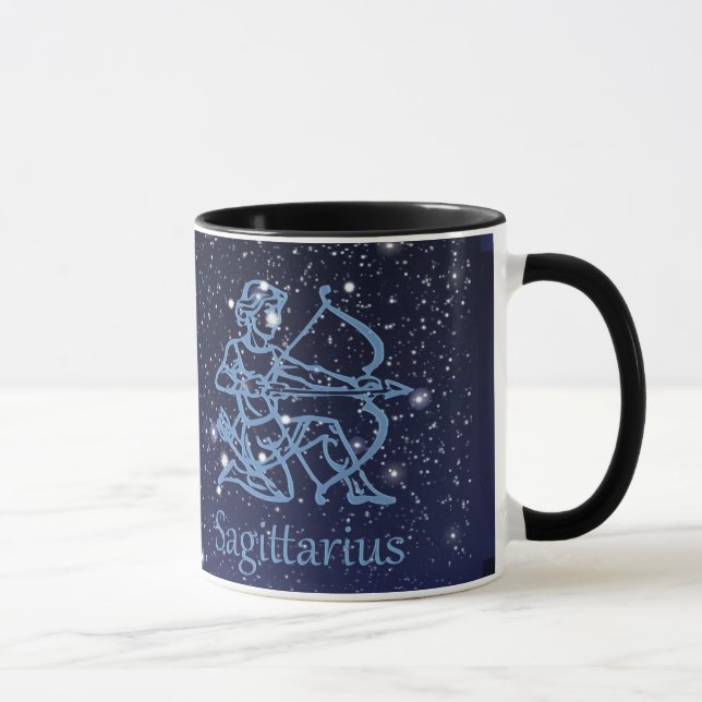 Caneca Constelação Sagitário e Sinal Zodiac com Estrelas (Direita)