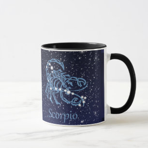 Caneca Constelação Scorpio e Sinal Zodiac com Estrelas