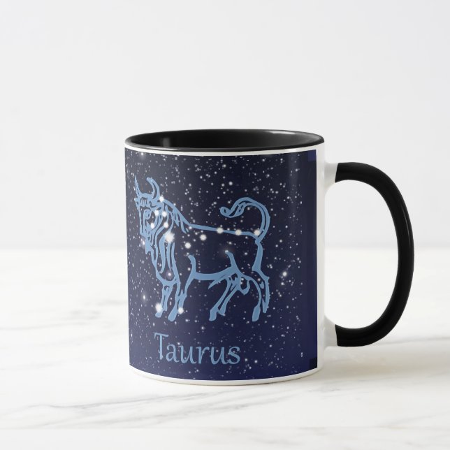 Caneca Constelação Taurus e Sinal Zodíaco com Estrelas (Direita)