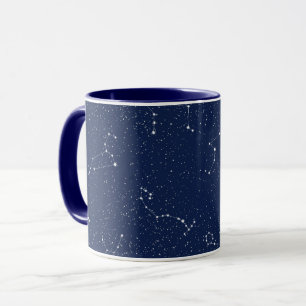 Caneca Constelações do zodíaco com um céu estrelado azul