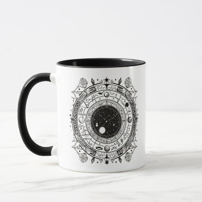 Caneca Constelações Místicas: Arte de Linha Zodiática Itr (Esquerda)