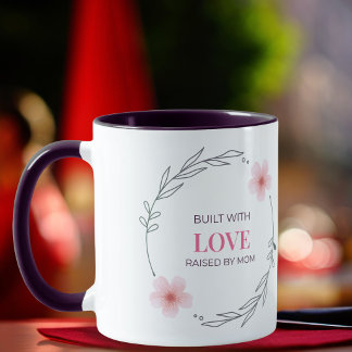 Caneca Construído Com Amor Criado Pela Mamãe Citação Flor