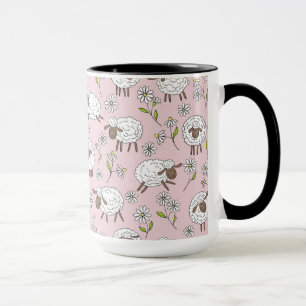 Caneca Contagem de ovelhas em algodão doce rosa