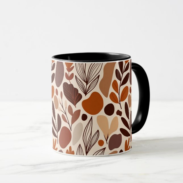Caneca Contemporary Organic Pattern Mug – Earthy Tones (Frente Esquerda)