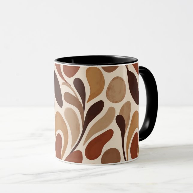 Caneca Contemporary Organic Pattern Mug – Earthy Tones (Frente Esquerda)
