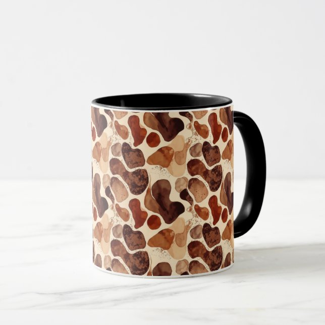 Caneca Contemporary Organic Pattern Mug – Earthy Tones (Frente Esquerda)