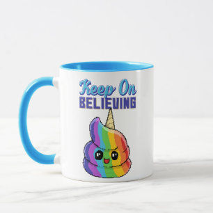 Caneca Continue Acreditando Unicórnio Arco-íris Cocô