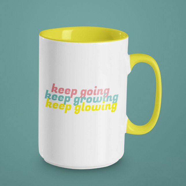 Caneca Continue Crescendo Continuando Brilhando (Empower & encourage yourself or someone else with this, "Keep going keep growing keep glowing" mug! )