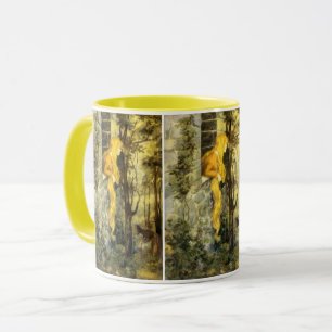 Caneca Conto de Fadas Vintage, Rapunzel com Cabelo Loiro 