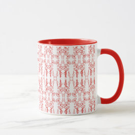 Caneca Contorno da Poppy, Vermelho na Lata Branca de Café