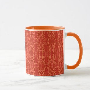 Caneca Contorno do Chic Red Poppy: Ringer Coffee Mug