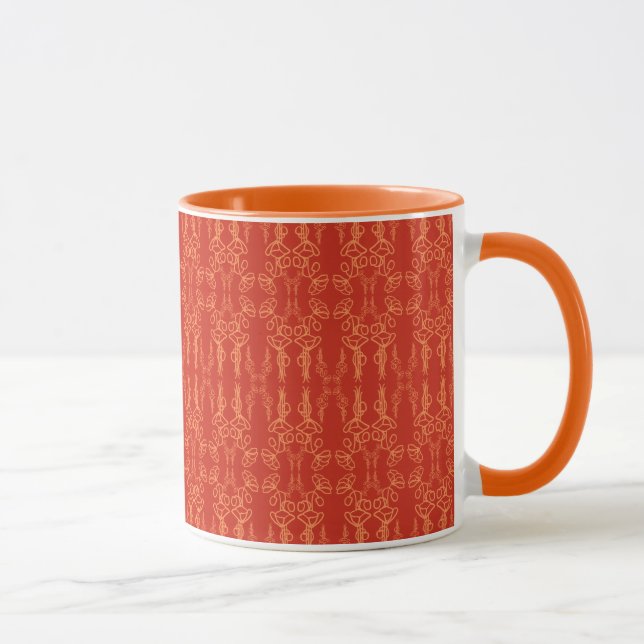 Caneca Contorno do Chic Red Poppy: Ringer Coffee Mug (Direita)