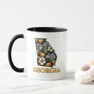 Caneca Contorno do Estado da Geórgia com estilo de tatuag
