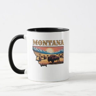 Caneca Contorno do Estado de Montana Tatuagem Bisonte & M