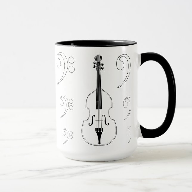 Caneca - contrabaixo + clefs. Escolha seu estilo + (Direita)
