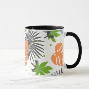 Caneca Contraste legal Padrão laranja e verde em preto