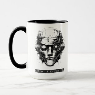 Caneca Controle da mente Impressão preto Cyberpunk Robot