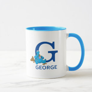 Caneca Cookie Monster Comendo Cookies Nome & Monograma G