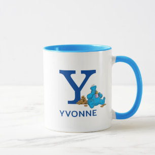 Caneca Cookie Monster Comendo Cookies Nome & Monograma Y