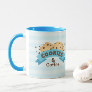 Caneca Cookies Chip de Chocolate e Design de Café em uma
