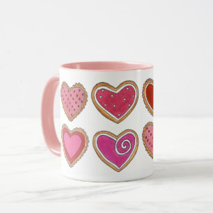 Caneca Cookies de açúcar do coração, Dia de os namorados,