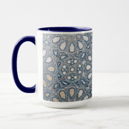 Caneca Cool Azure & White Ceramic Tile Geometric Pattern