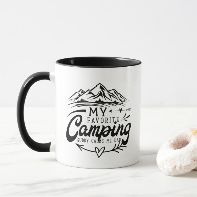 Caneca Cool Camping buddy Dad word art  (Com Donut)