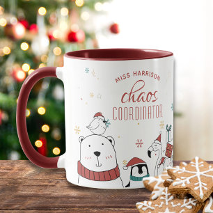 Caneca Coordenador de Caos de Animais de Natal Personaliz