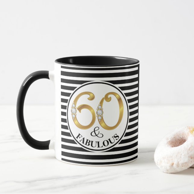 Caneca Copa de aniversário/Mug Fabulosa de 60 anos (Com Donut)