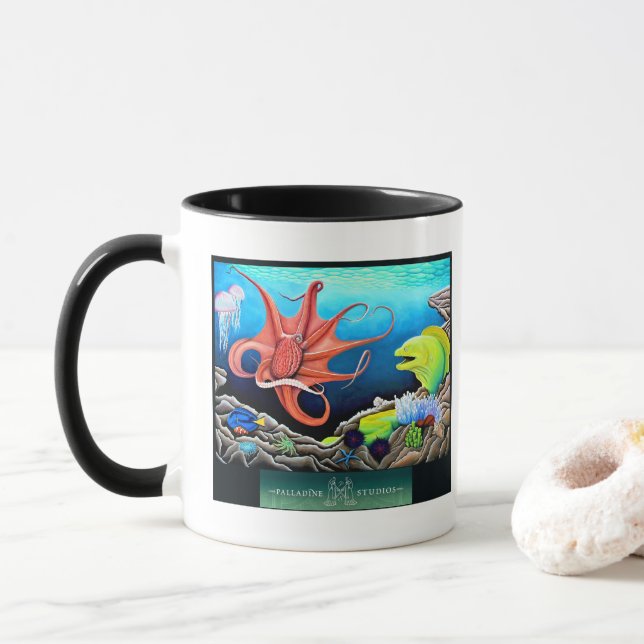 Caneca Copa de Arte fina/ Mug 'Hora de Pressionar' (Com Donut)