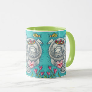 CANECA COPA DO MANATIM, CUPIDO, BOLHAS & CORAÇÕES COLORID