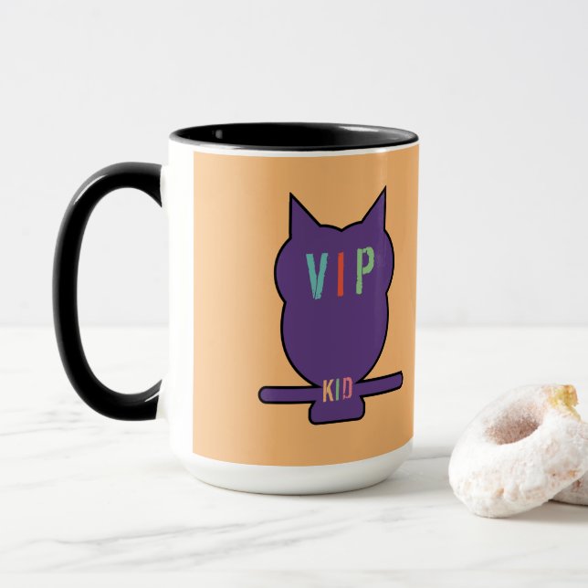 CANECA COPA E MUG DO VIPKID OWL. (Com Donut)