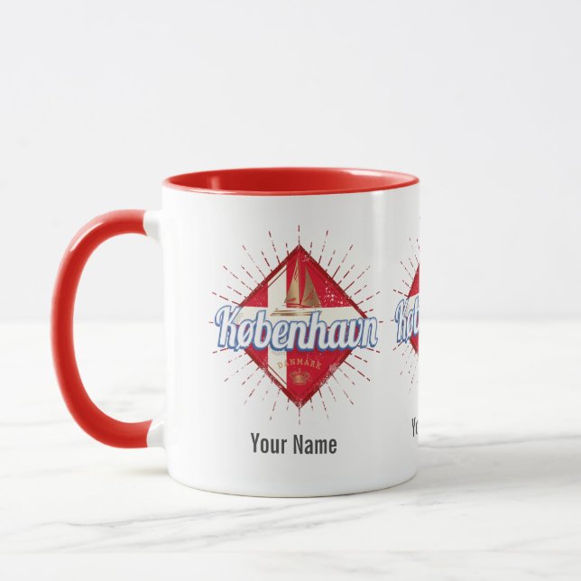 Caneca Copenhaga Capital Dinamarca - Navio retrô à vela (Esquerda)