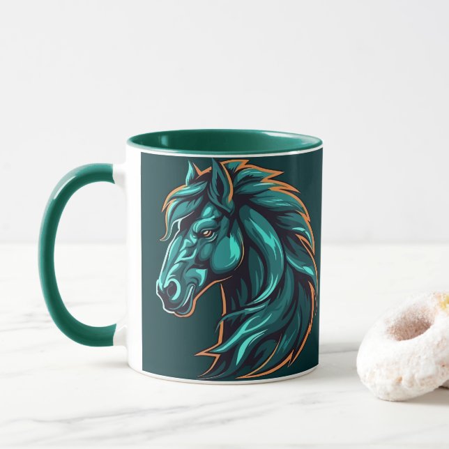 Caneca Copo com Design de Cavalo, Arte Rústica de Animais (Com Donut)