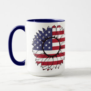 Caneca Copo com girassol da bandeira dos EUA, 4 de julho