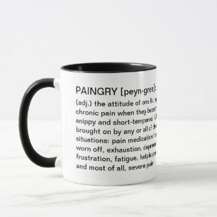 Caneca Copo crônico da dor de Paingry - cara da definição