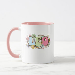 Caneca Copo de Café Astrológico do Signo LEO Retro Groovy