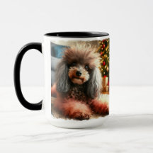 Copo de Café de Natal de Poodle Vermelha