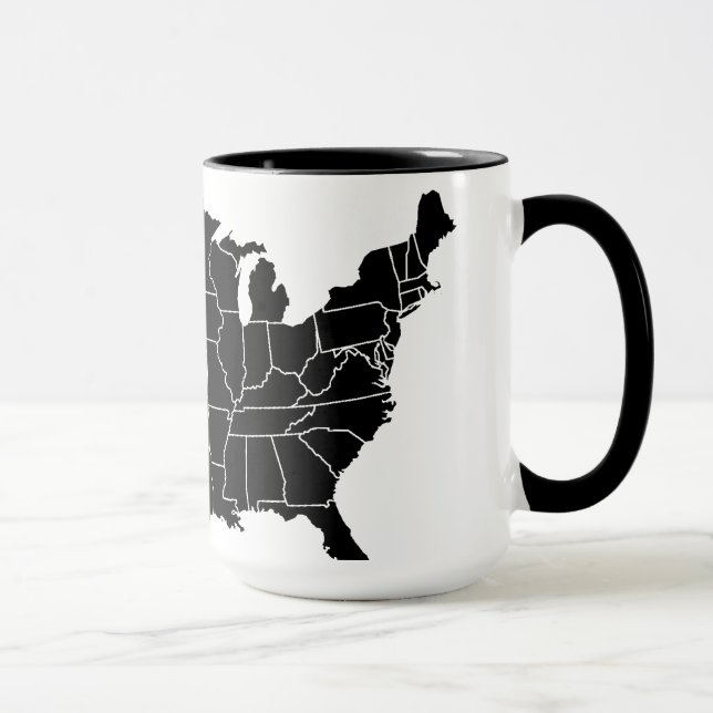 Caneca Copo de café do mapa dos Estados Unidos B&W (Direita)