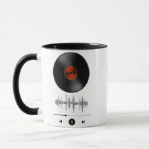 Copo de Café Minimalista Onda Sonora de Disco de V
