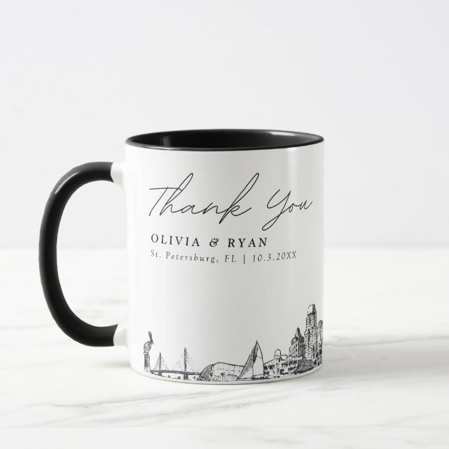 Caneca Copo de Café Minimalista para Casamento em St. Pet (Esquerda)